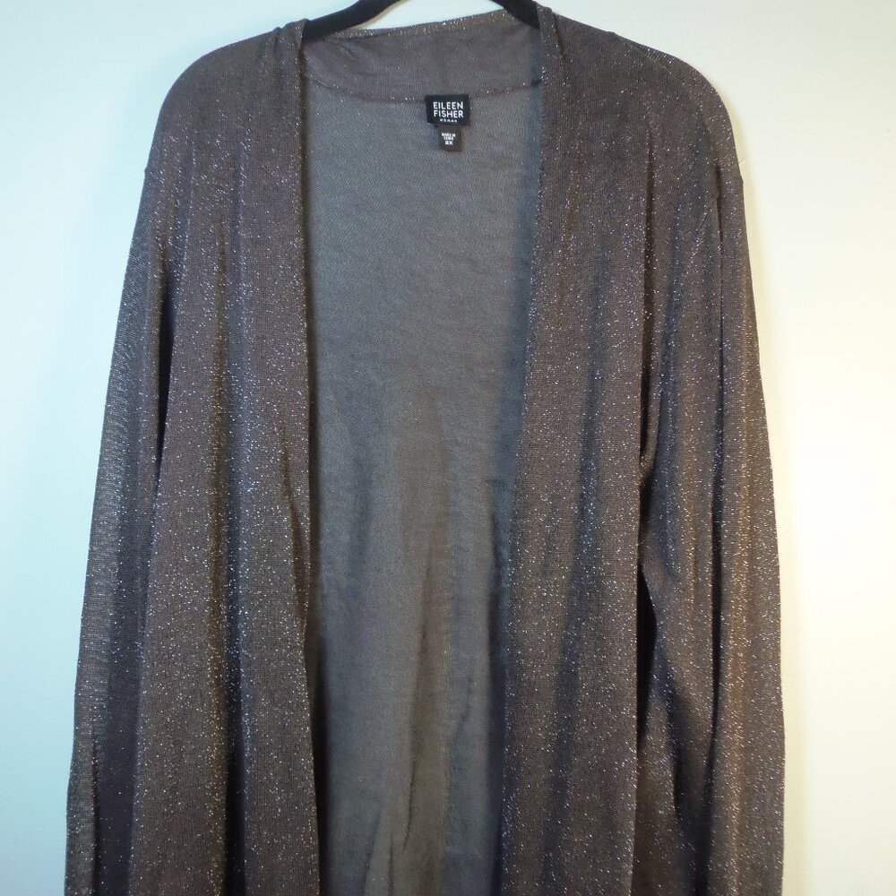 Eileen Fisher Women's 2X Open Front Sparkly Cardigan Fairy Whimsy Cottage Core